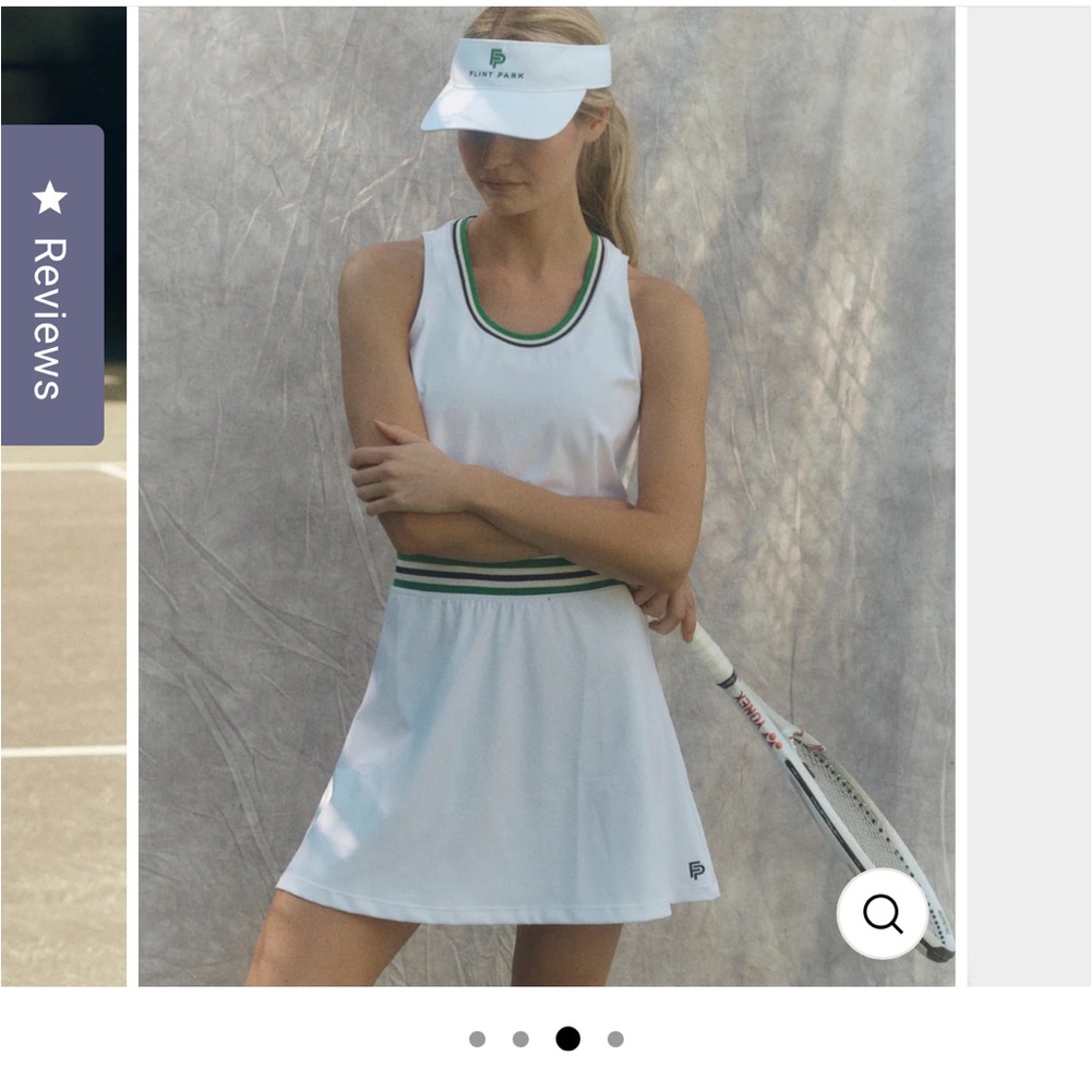 Flint Park White Tennis Dress with Green Trim